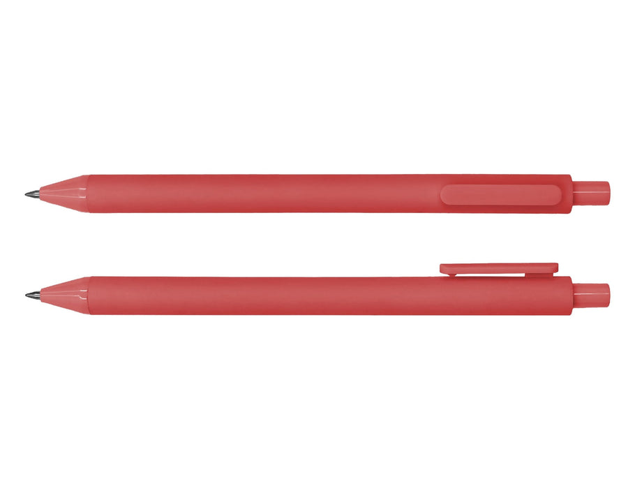 Virgo Ball Point Pen - A red Virgo ballpoint pen is displayed, featuring a smooth design with a clip and a retractable tip.