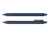 Virgo Ball Point Pen - Two navy blue ballpoint pens laid parallel, featuring a clip and a smooth design. The pens have a simple branding logo.