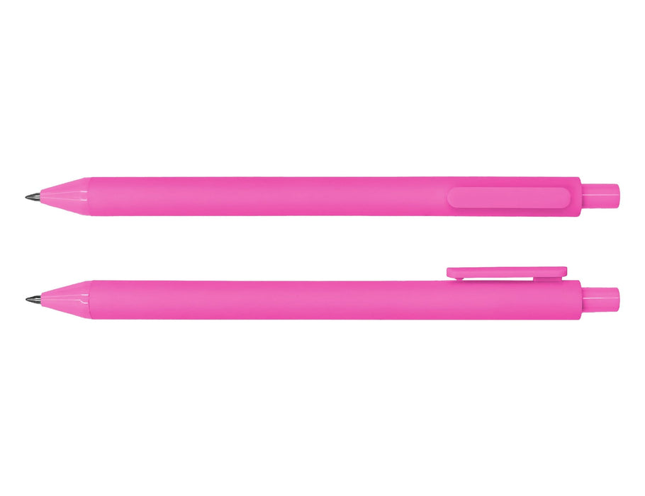 Virgo Ball Point Pen - A pink ballpoint pen with a smooth finish, featuring a clip and a rounded tip. It has a simple logo.