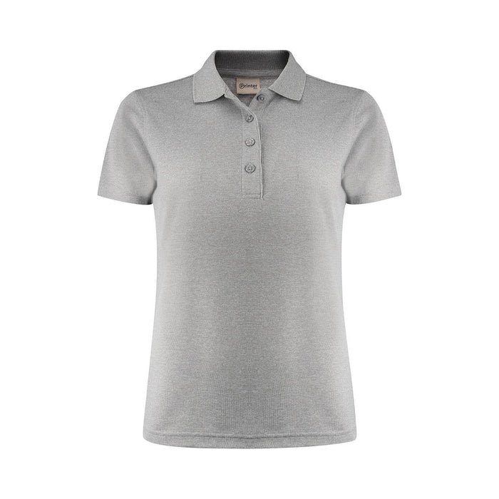 Women's Smash Polo - A grey women's polo shirt featuring a classic collar and button-down placket, with a logo on the chest.