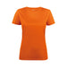 Women's Run Active Tee - An orange women's active tee with a crew neckline and short sleeves, featuring a logo.
