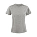 Women's Printer 140 Tee - A grey women's t-shirt with short sleeves and a crew neck, featuring a logo.