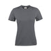 Women's Printer 140 Tee - A grey women's t-shirt with short sleeves, featuring a brand logo on the label.