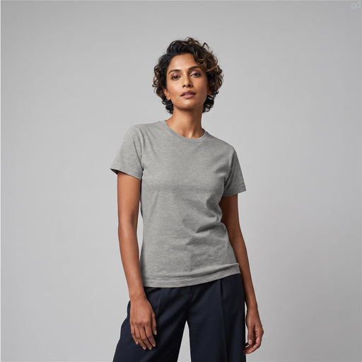 Women's Printer 160 Tee - A grey women's t-shirt featuring a classic cut and crew neck, with a logo on the chest.