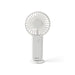 Hybrid Fan - A white portable fan with a circular design, featuring a base and a power button. It has a minimalistic look.