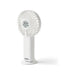 Hybrid Fan - A compact white Hybrid Fan with a circular blade design, featuring a base for stability and a branding logo.