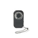 Mini Pocket Fan - A compact grey mini pocket fan with a circular blade and a wrist strap for easy carrying. It has a logo visible.