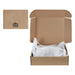Sewo Kraft Paper Storage Bag – Small - A kraft paper box with a logo, opened to reveal white tissue paper inside. The box is in a neutral brown colour.