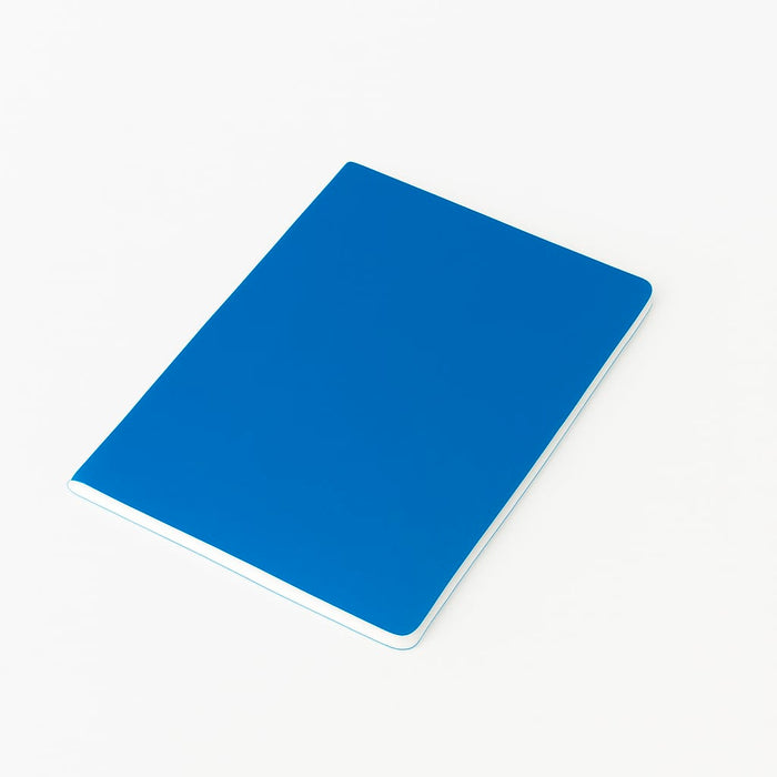 A5 Thin PU Cover Notebook - A5 thin notebook with a blue PU cover and a light blue edge, featuring a minimalist design and a logo.