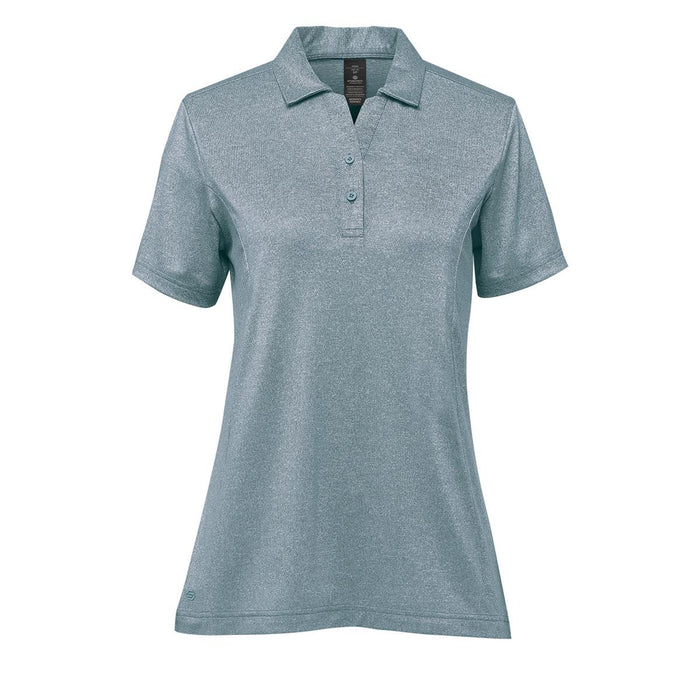 Women's Volante H2X-DRY Polo - A women's polo shirt in a light blue shade with a collar and short sleeves, featuring a logo on the chest.