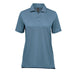 Women's Nevada Micro Pique Polo - A women's polo shirt in a soft blue hue, featuring a collar and two-button placket, with a logo.