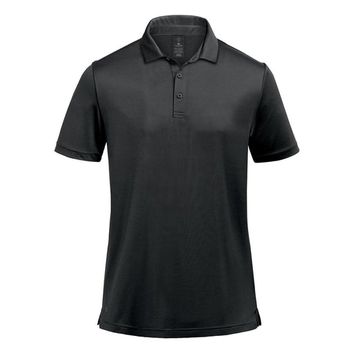Men's Monterey Polo - A black men's polo shirt with a collar and short sleeves, featuring a logo.