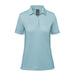 Women's Monterey Polo - A light blue women's polo shirt with a collar and short sleeves. Features a logo on the design.