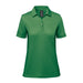 Women's Monterey Polo - A green women's polo shirt with a collar and short sleeves, featuring a logo on the chest.