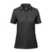Women's Monterey Polo - A women's short-sleeve polo shirt in black with a collar and a branding logo.