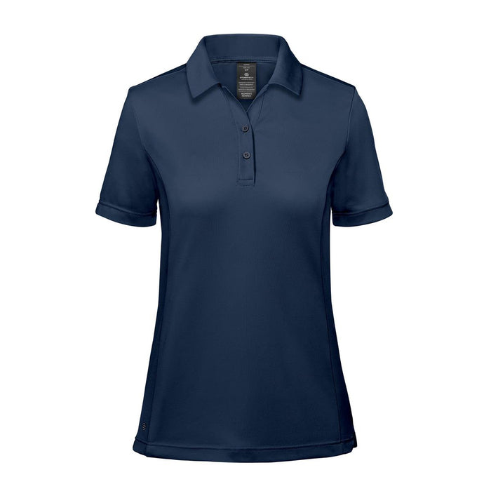 Women's Monterey Polo - A women's polo shirt in navy blue with a classic collar, short sleeves, and a discreet logo.