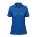 Women's Monterey Polo - A blue women's polo shirt with a collared neckline and short sleeves, featuring a logo.