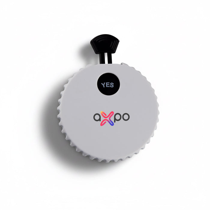 Yes or No Game Set Bottle Opener - A drink bottle opener in white with a black pull tab and a logo on the front.