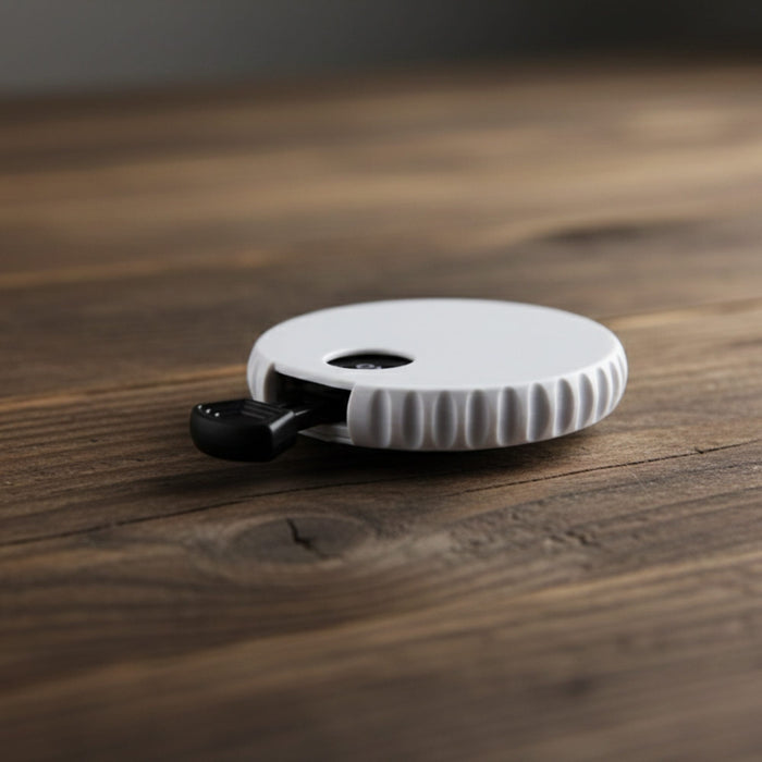 Yes or No Game Set Bottle Opener - A drink bottle opener in white with a textured grip, resting on a wooden surface. It features a logo.