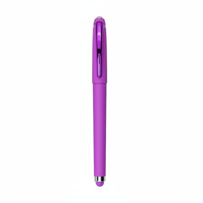 Fidget Gel Pen - A purple fidget gel pen with a shiny clip, featuring a smooth, sleek design.