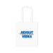 Colourful Calico Tote Bag - A white tote bag featuring a logo in blue text. It has two handles for carrying.