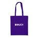 Colourful Calico Tote Bag - A purple tote bag with two handles and a logo on the front.