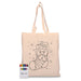 Colourful Calico Tote Bag - A natural canvas tote bag with a festive stocking design, accompanied by a set of colourful markers.