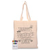 Colourful Calico Tote Bag - A beige tote bag featuring a black design for Father's Day, alongside a box of coloured crayons.