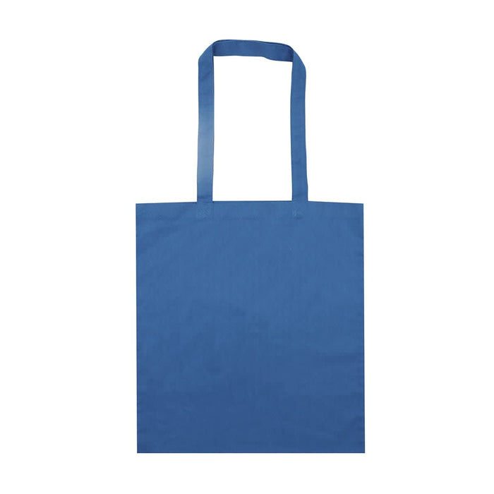 Colourful Calico Tote Bag - A blue tote bag with long handles, featuring a plain design and no visible logos or text.
