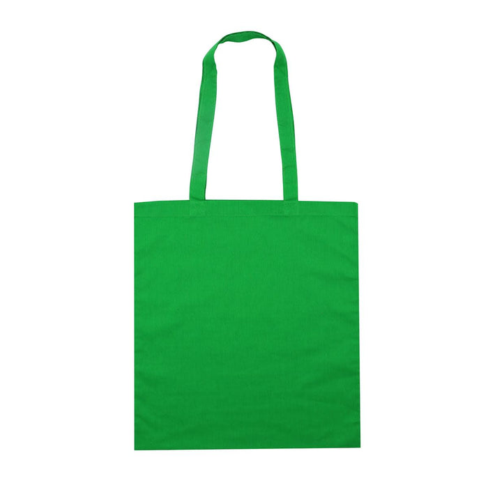 Colourful Calico Tote Bag - A vibrant green calico tote bag with two handles, featuring a simple design and no visible logos.