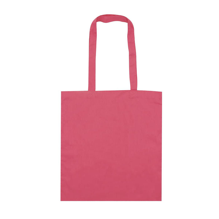 Colourful Calico Tote Bag - A pink tote bag with two handles and a simple design. It has no visible logos or branding.