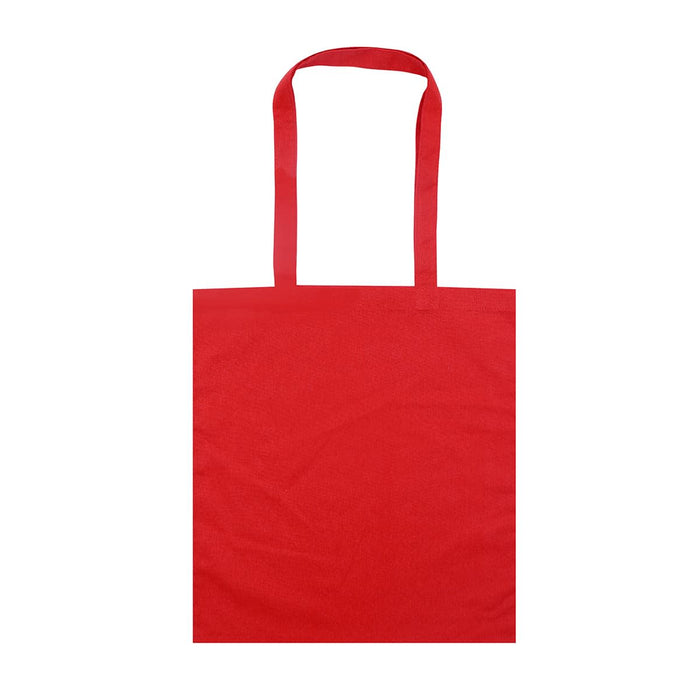 Colourful Calico Tote Bag - A red calico tote bag with two sturdy handles and no visible logos or text.
