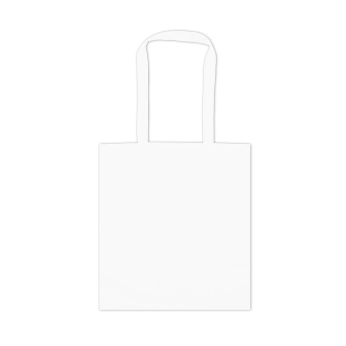 Colourful Calico Tote Bag - A plain white tote bag with long handles and no visible branding or designs.
