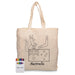 Squiggle Calico bag + Crayon set - A calico tote bag featuring an Australian design, accompanied by a set of colourful crayons.