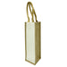 Jute Single Wine Bag - A jute wine bag featuring a natural brown hue with a cream-coloured panel and two sturdy handles.
