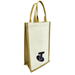 Jute Double Wine Bag - A jute double wine bag in natural and brown hues, featuring carry handles and a logo on one side.