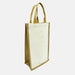 Jute Double Wine Bag - A jute double wine bag in natural beige and tan, featuring sturdy handles and a simple, rustic design.