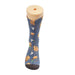 Magic Dress Socks - A pair of blue socks with playful character designs, featuring a solid toe and a subtle pattern.