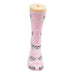 Magic Dress Socks - A pair of pink dress socks featuring a repeated pattern and a display stand with a logo.