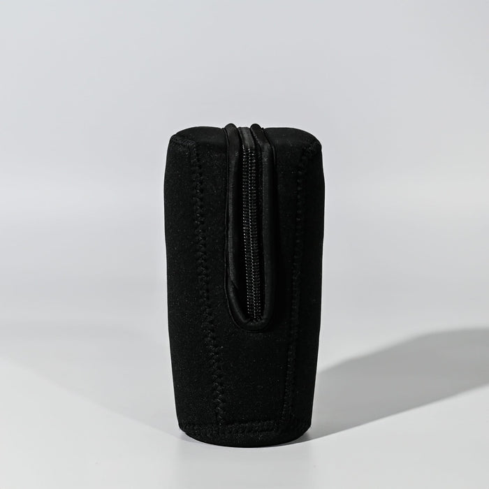 Oakleigh Pouch - A black Oakleigh pouch with a zipper, featuring a sleek design and made from soft material.