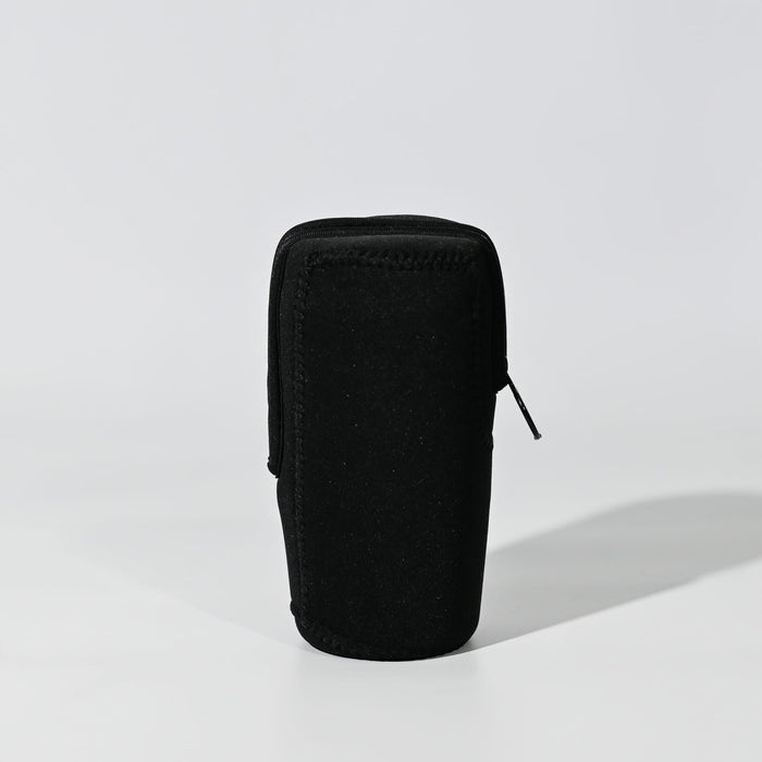 Oakleigh Pouch - A black pouch with a zip closure, featuring a simple design and a logo.
