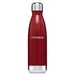 Classic 500ml Water Bottle - A drink bottle in a deep red colour with a sleek stainless steel base and a logo.