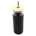 Sunrise Smoothie 500mL Tumbler - A drink bottle featuring a black plastic body, bamboo lid, and stainless steel straw. It has a logo.