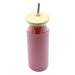 Sunrise Smoothie 500mL Tumbler - A drink bottle in a soft pink colour with a bamboo lid and metal straw, featuring a clear body.
