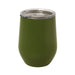 Zen Mirror Finish Mugs (350mL) - A drink bottle in matte olive green with a clear lid, designed for beverages. It has a logo on the surface.