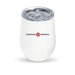 Zen Mirror Finish Mugs (350mL) - A white drink tumbler with a clear lid, featuring a logo on the front.