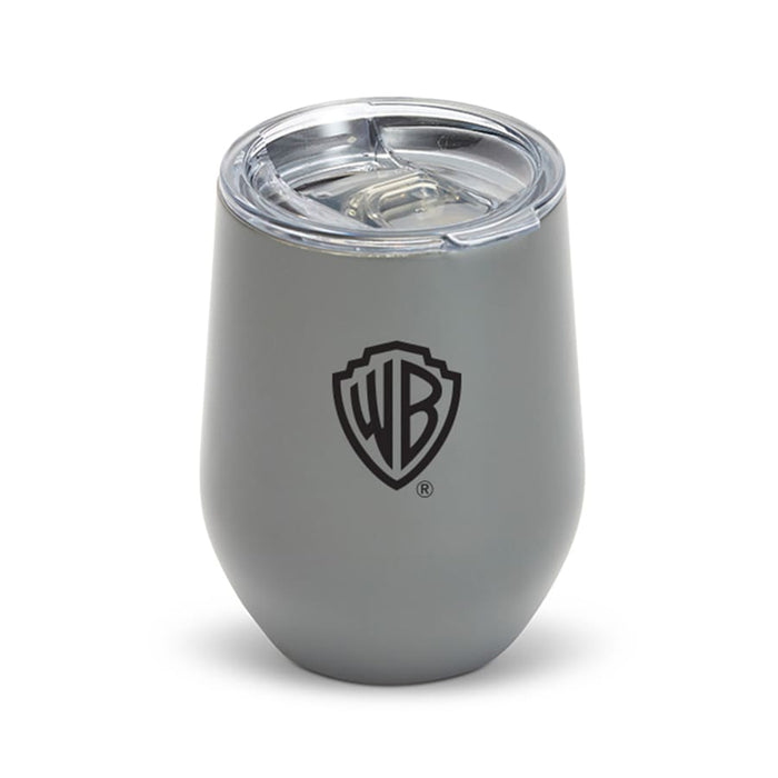Zen Mirror Finish Mugs (350mL) - A drink mug in grey with a clear lid, featuring a logo on the side. Ideal for beverages.