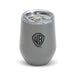 Zen Mirror Finish Mugs (350mL) - A drink mug in grey with a clear lid, featuring a logo on the side. Ideal for beverages.