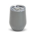 Zen Mirror Finish Mugs (350mL) - A grey Zen Mirror Finish mug with a clear lid, designed for beverages, featuring a sleek, modern shape.