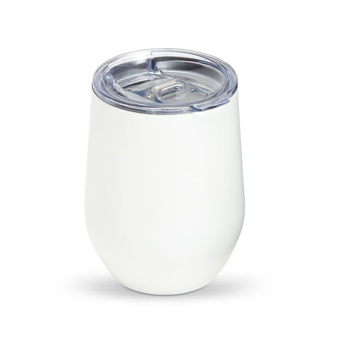 Zen Mirror Finish Mugs (350mL) - A drink mug in a glossy white finish, featuring a clear lid, designed for beverages.